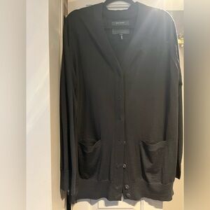 Marc JacoBlack Button-Front Cardigan with Pockets
